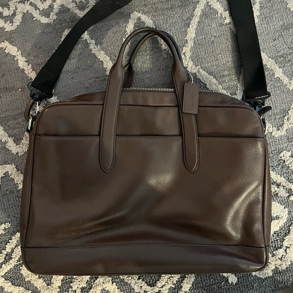 Coach, Chocolate Brown, Leather Laptop Bag/Briefcase